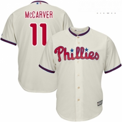 Mens Majestic Philadelphia Phillies 11 Tim McCarver Replica Cream Alternate Cool Base MLB Jersey