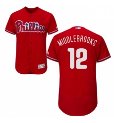 Mens Majestic Philadelphia Phillies 12 Will Middlebrooks Red Alternate Flex Base Authentic Collection MLB Jersey