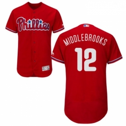 Mens Majestic Philadelphia Phillies 12 Will Middlebrooks Red Alternate Flex Base Authentic Collection MLB Jersey