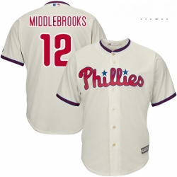 Mens Majestic Philadelphia Phillies 12 Will Middlebrooks Replica Cream Alternate Cool Base MLB Jersey 