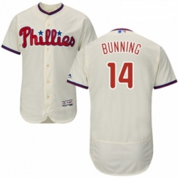 Mens Majestic Philadelphia Phillies 14 Jim Bunning Cream Alternate Flex Base Authentic Collection MLB Jersey