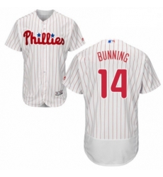 Mens Majestic Philadelphia Phillies 14 Jim Bunning White Home Flex Base Authentic Collection MLB Jersey