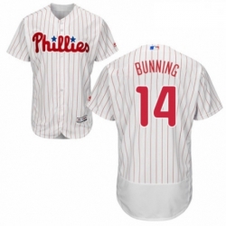 Mens Majestic Philadelphia Phillies 14 Jim Bunning White Home Flex Base Authentic Collection MLB Jersey