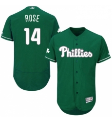 Mens Majestic Philadelphia Phillies 14 Pete Rose Green Celtic Flexbase Authentic Collection MLB Jersey