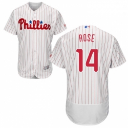 Mens Majestic Philadelphia Phillies 14 Pete Rose White Home Flex Base Authentic Collection MLB Jersey