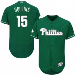 Mens Majestic Philadelphia Phillies 15 Dave Hollins Green Celtic Flexbase Authentic Collection MLB Jersey