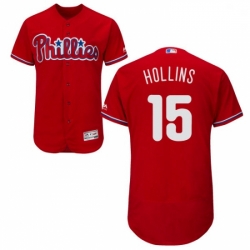 Mens Majestic Philadelphia Phillies 15 Dave Hollins Red Alternate Flex Base Authentic Collection MLB Jersey