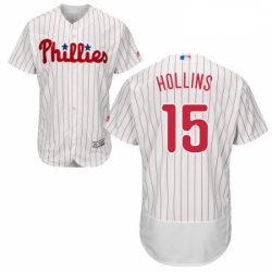 Mens Majestic Philadelphia Phillies 15 Dave Hollins White Home Flex Base Authentic Collection MLB Jersey