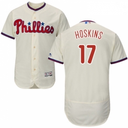 Mens Majestic Philadelphia Phillies 17 Rhys Hoskins Cream Alternate Flex Base Authentic Collection MLB Jersey