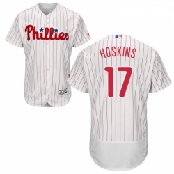 Mens Majestic Philadelphia Phillies 17 Rhys Hoskins White Home Flex Base Authentic Collection MLB Jersey