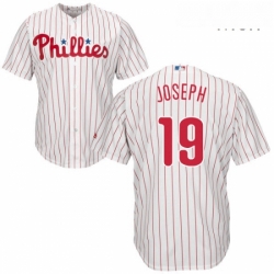 Mens Majestic Philadelphia Phillies 19 Tommy Joseph Replica WhiteRed Strip Home Cool Base MLB Jersey 
