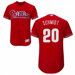 Mens Majestic Philadelphia Phillies 20 Mike Schmidt Red Alternate Flex Base Authentic Collection MLB Jersey