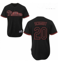 Mens Majestic Philadelphia Phillies 20 Mike Schmidt Replica Black Fashion MLB Jersey