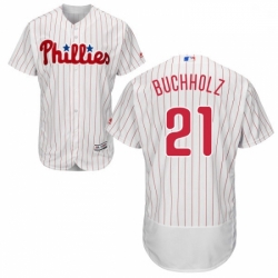 Mens Majestic Philadelphia Phillies 21 Clay Buchholz White Flexbase Authentic Collection MLB Jersey