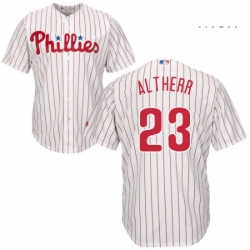 Mens Majestic Philadelphia Phillies 23 Aaron Altherr Replica WhiteRed Strip Home Cool Base MLB Jersey 