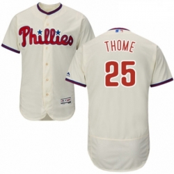Mens Majestic Philadelphia Phillies 25 Jim Thome Cream Alternate Flex Base Authentic Collection MLB Jersey 