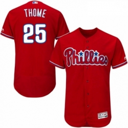 Mens Majestic Philadelphia Phillies 25 Jim Thome Red Alternate Flex Base Authentic Collection MLB Jersey