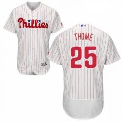 Mens Majestic Philadelphia Phillies 25 Jim Thome White Home Flex Base Authentic Collection MLB Jersey