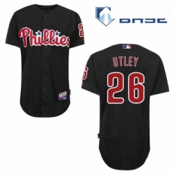 Mens Majestic Philadelphia Phillies 26 Chase Utley Authentic Black Cool Base MLB Jersey