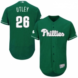Mens Majestic Philadelphia Phillies 26 Chase Utley Green Celtic Flexbase Authentic Collection MLB Jersey