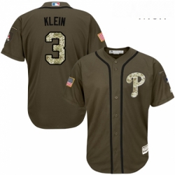 Mens Majestic Philadelphia Phillies 3 Chuck Klein Authentic Green Salute to Service MLB Jersey