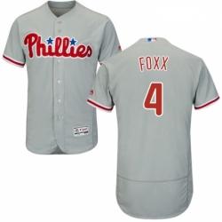 Mens Majestic Philadelphia Phillies 4 Jimmy Foxx Grey Road Flex Base Authentic Collection MLB Jersey
