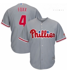 Mens Majestic Philadelphia Phillies 4 Jimmy Foxx Replica Grey Road Cool Base MLB Jersey