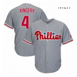 Mens Majestic Philadelphia Phillies 4 Scott Kingery Replica Grey Road Cool Base MLB Jersey 