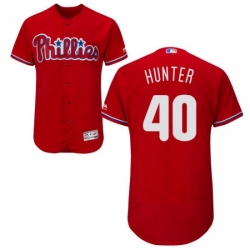 Mens Majestic Philadelphia Phillies 40 Tommy Hunter Red Alternate Flex Base Authentic Collection MLB Jersey