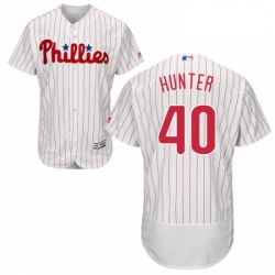 Mens Majestic Philadelphia Phillies 40 Tommy Hunter White Home Flex Base Authentic Collection MLB Jersey
