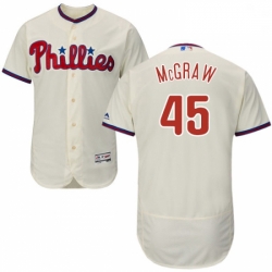 Mens Majestic Philadelphia Phillies 45 Tug McGraw Cream Alternate Flex Base Authentic Collection MLB Jersey