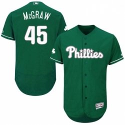 Mens Majestic Philadelphia Phillies 45 Tug McGraw Green Celtic Flexbase Authentic Collection MLB Jersey