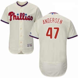 Mens Majestic Philadelphia Phillies 47 Larry Andersen Cream Alternate Flex Base Authentic Collection MLB Jersey