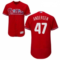 Mens Majestic Philadelphia Phillies 47 Larry Andersen Red Alternate Flex Base Authentic Collection MLB Jersey