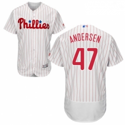 Mens Majestic Philadelphia Phillies 47 Larry Andersen White Home Flex Base Authentic Collection MLB Jersey 