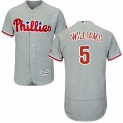 Mens Majestic Philadelphia Phillies 5 Nick Williams Grey Flexbase Authentic Collection MLB Jersey