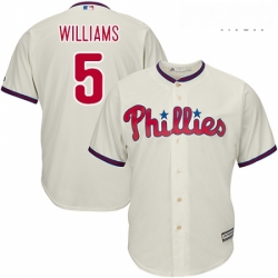 Mens Majestic Philadelphia Phillies 5 Nick Williams Replica Cream Alternate Cool Base MLB Jersey 