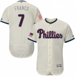 Mens Majestic Philadelphia Phillies 7 Maikel Franco Cream Fashion Stars Stripes Flex Base MLB Jersey