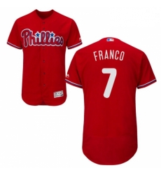 Mens Majestic Philadelphia Phillies 7 Maikel Franco Red Alternate Flex Base Authentic Collection MLB Jersey