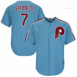 Mens Majestic Philadelphia Phillies 7 Maikel Franco Replica Light Blue Cooperstown MLB Jersey