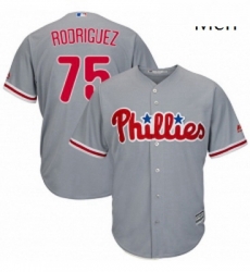 Mens Majestic Philadelphia Phillies 75 Francisco Rodriguez Replica Grey Road Cool Base MLB Jersey 