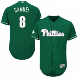 Mens Majestic Philadelphia Phillies 8 Juan Samuel Green Celtic Flexbase Authentic Collection MLB Jersey