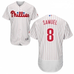 Mens Majestic Philadelphia Phillies 8 Juan Samuel White Home Flex Base Authentic Collection MLB Jersey