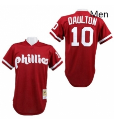 Mens Mitchell and Ness Philadelphia Phillies 10 Darren Daulton Authentic Red 1991 Throwback MLB Jersey