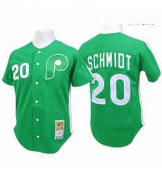 Mens Mitchell and Ness Philadelphia Phillies 20 Mike Schmidt Replica Green Throwback MLB Jersey