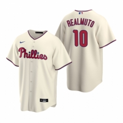 Mens Nike Philadelphia Phillies 10 JT Realmuto Cream Alternate Stitched Baseball Jersey