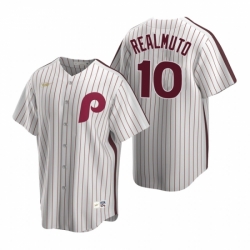 Mens Nike Philadelphia Phillies 10 JT Realmuto White Cooperstown Collection Home Stitched Baseball Jersey
