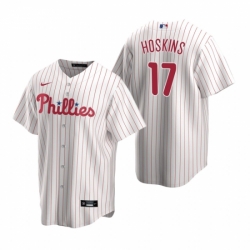 Mens Nike Philadelphia Phillies 17 Rhys Hoskins White Home Stitched Baseball Jersey