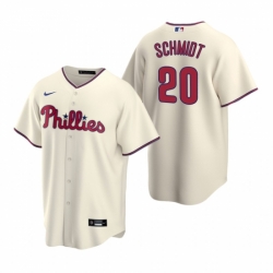 Mens Nike Philadelphia Phillies 20 Mike Schmidt Cream Alternate Stitched Baseball Jerse