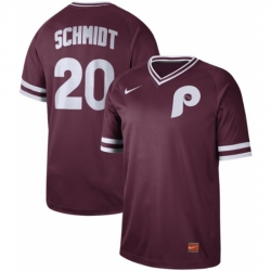 Mens Nike Philadelphia Phillies 20 Mike Schmidt Maroon Authentic Cooperstown Collection Stitched Baseball Jerse